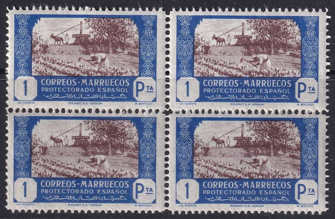 Spanish Morocco 1944 Sc 247 block MNH**