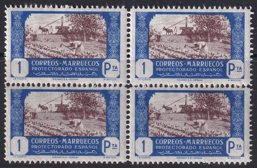 Spanish Morocco 1944 Sc 247 block MNH**