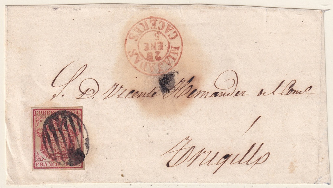 Spain 1855 Sc 25 letter front Miajades to Trujillo