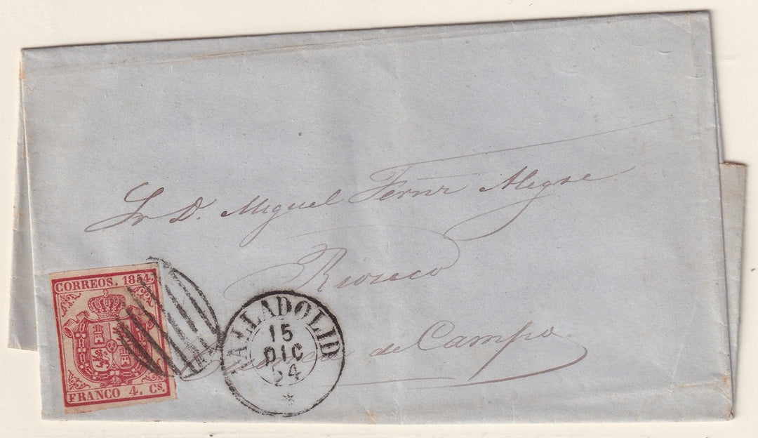 Spain 1854 Sc 25 folded letter Valladolid to Cuenca de Campos