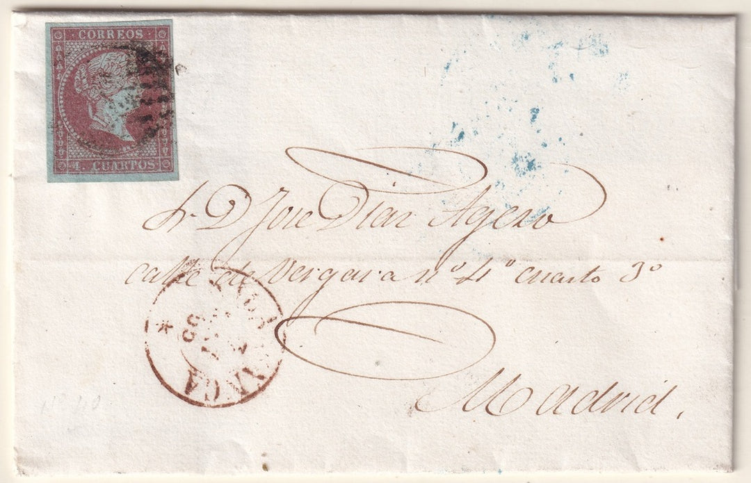 Spain 1855 Sc 37 folded letter Salamanca to Madrid