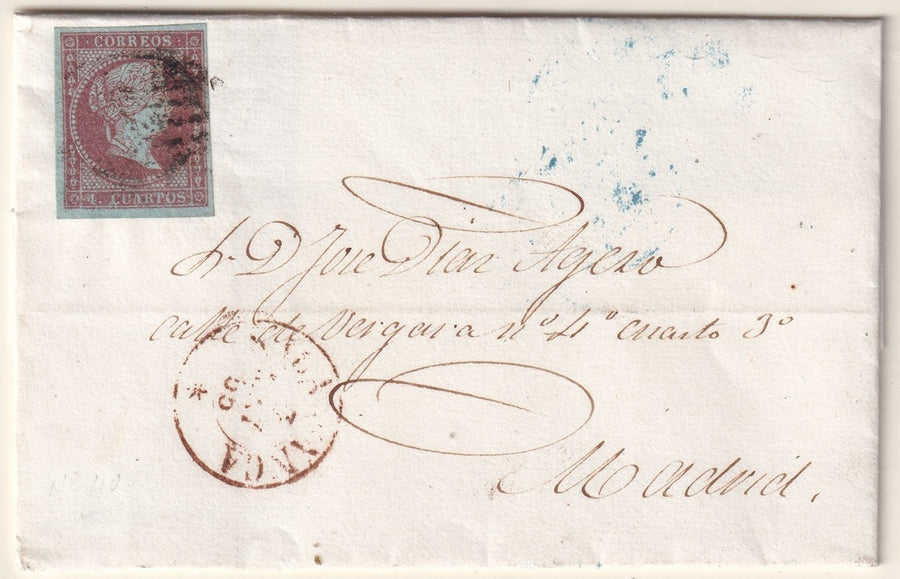 Spain 1855 Sc 37 folded letter Salamanca to Madrid