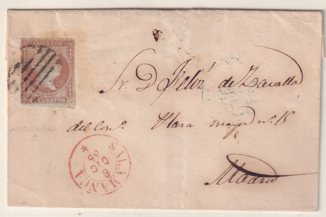 Spain 1855 Sc 37 folded letter Salamanca to Madri