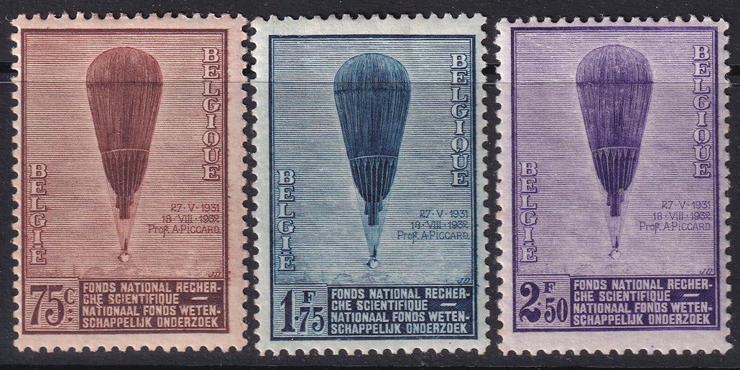 Belgium 1932 Sc 251-3 set MH* heavy hinging