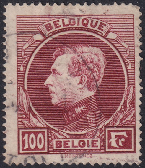 Belgium 1929 Sc 215 used perf 14x14.5 some damaged perfs