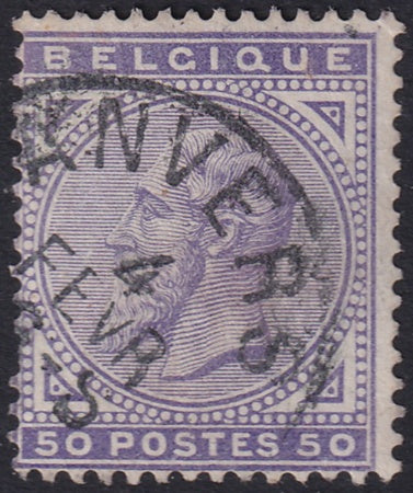 Belgium 1883 Sc 48 used "Anvers" cancel small left side thin