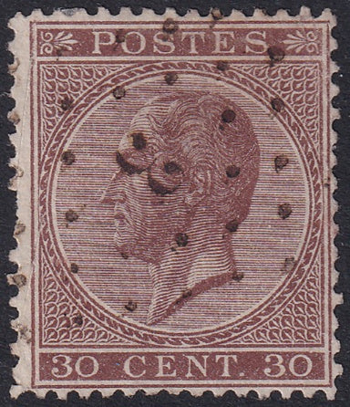 Belgium 1867 Sc 20a used "3" lozenge cancel