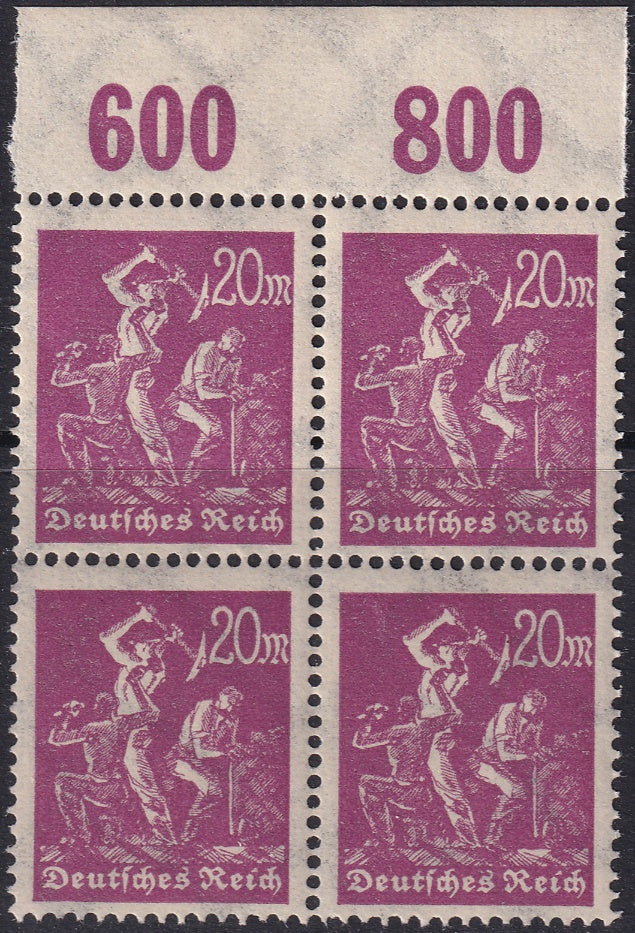 Germany 1923 Sc 224a upper margin block MNH**