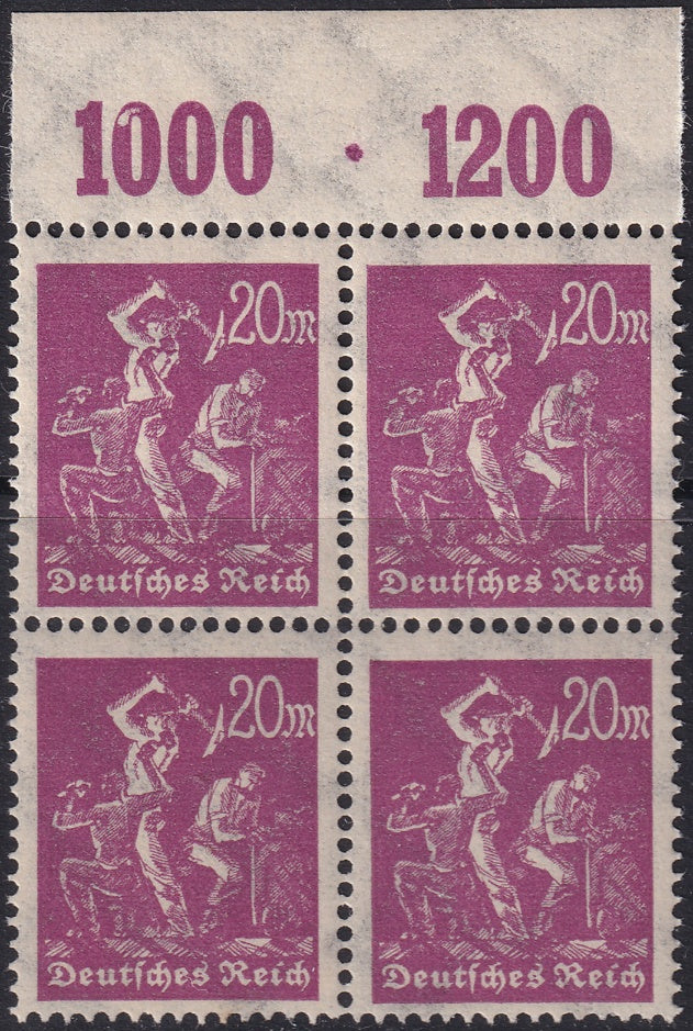 Germany 1923 Sc 224a upper margin block MNH**