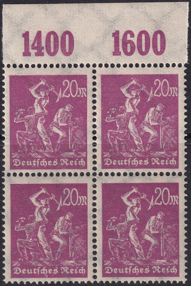 Germany 1923 Sc 224a upper margin block MNH**