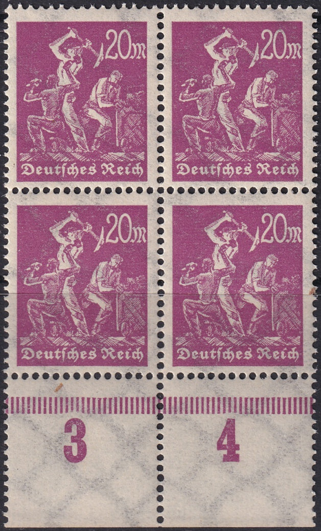 Germany 1923 Sc 224a lower margin block MNH**
