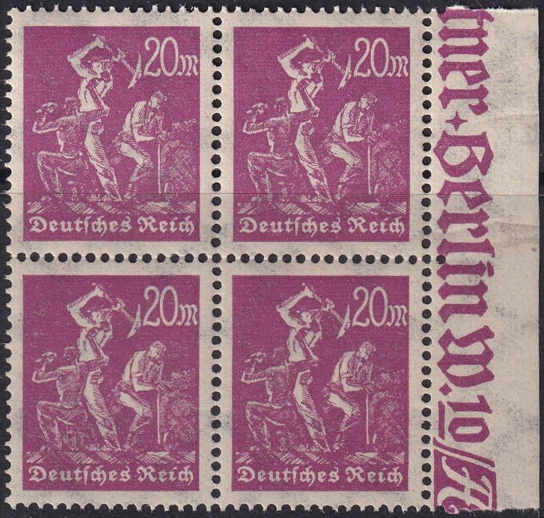 Germany 1923 Sc 224a right margin block MNH**