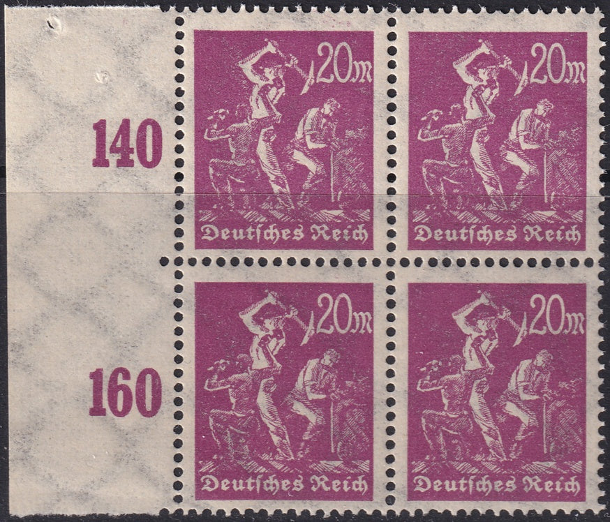 Germany 1923 Sc 224a left margin block MNH**