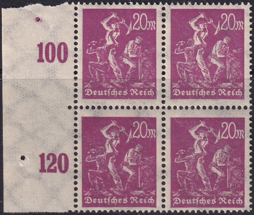 Germany 1923 Sc 224a left margin block MNH**