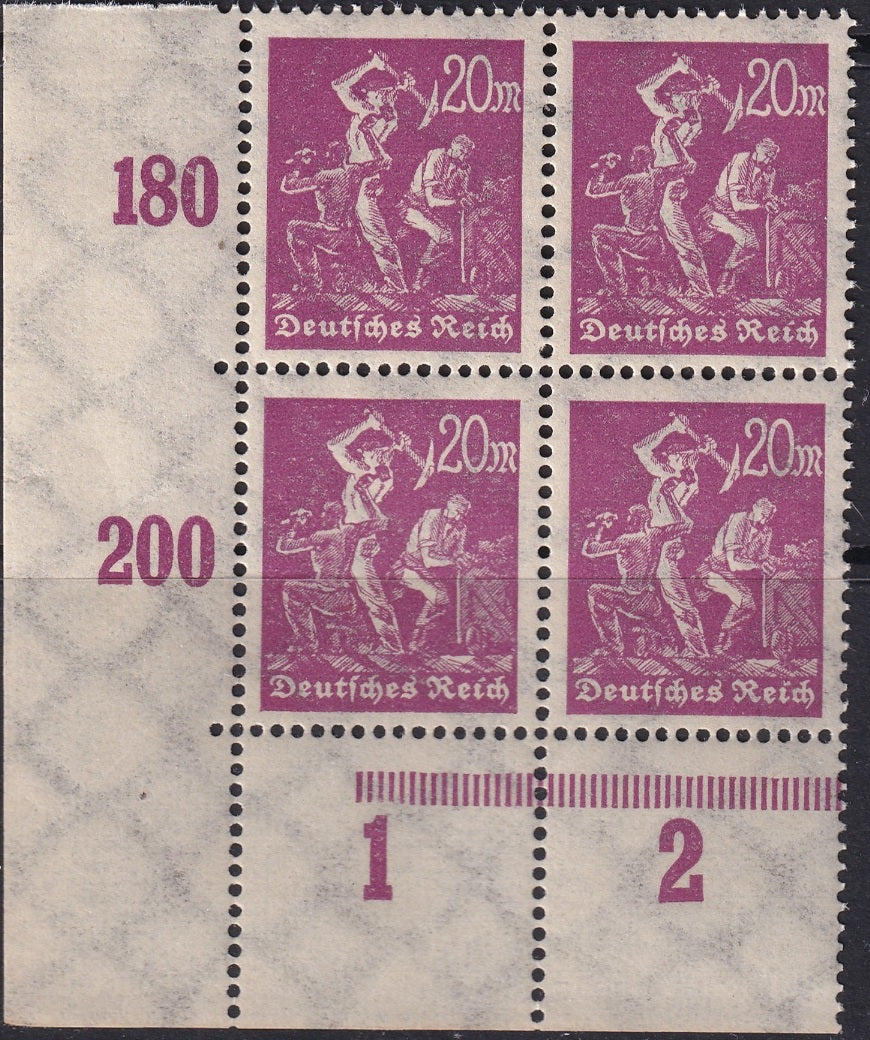 Germany 1923 Sc 224a lower left corner block MNH**