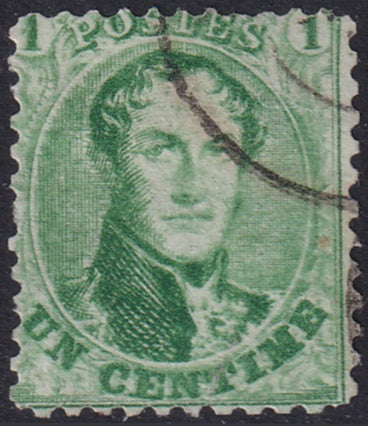 Belgium 1863 Sc 13a used faulty cut into at bottom