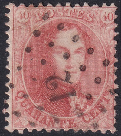 Belgium 1863 Sc 16e used "12" (Anvers) lozenge cancel