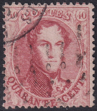 Belgium 1865 Sc 16 used lozenge and date cancels