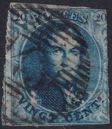 Belgium 1850 Sc 4 used "45" (Gand) bar cancel