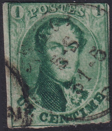 Belgium 1861 Sc 9 used date cancel