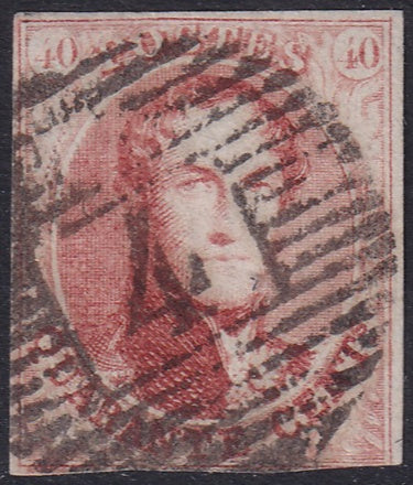 Belgium 1858 Sc 12b used "4" (Anvers) bar cancel