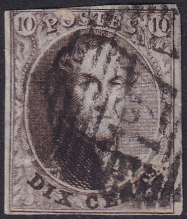 Belgium 1861 Sc 10 used "12" (Barvaux) bar cancel