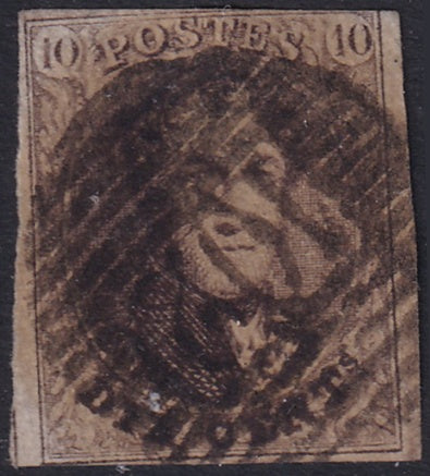 Belgium 1861 Sc 10 used "102" (Roulers) bar cancel