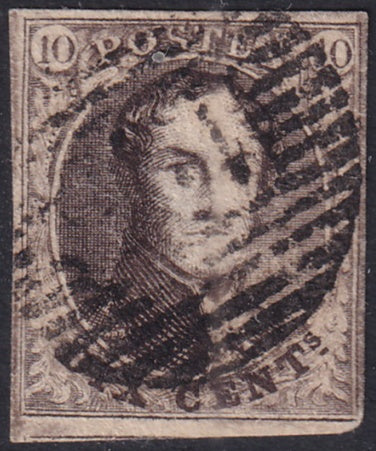 Belgium 1858 Sc 10b used bar cancel