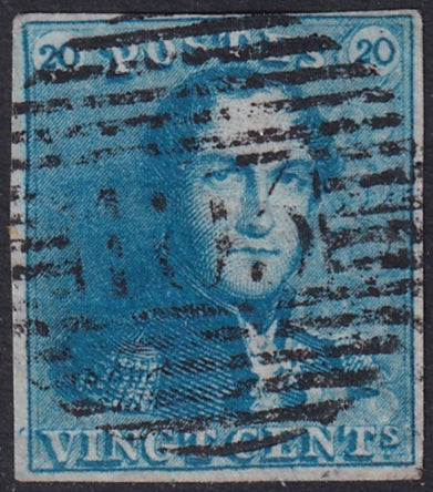 Belgium 1849 Sc 2 used "103" (Saint-Ghislain) bar cancel