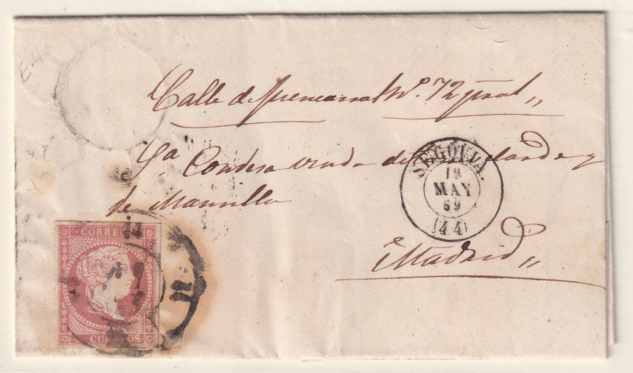 Spain 1859 Sc 45 folded letter Segovia to Madrid
