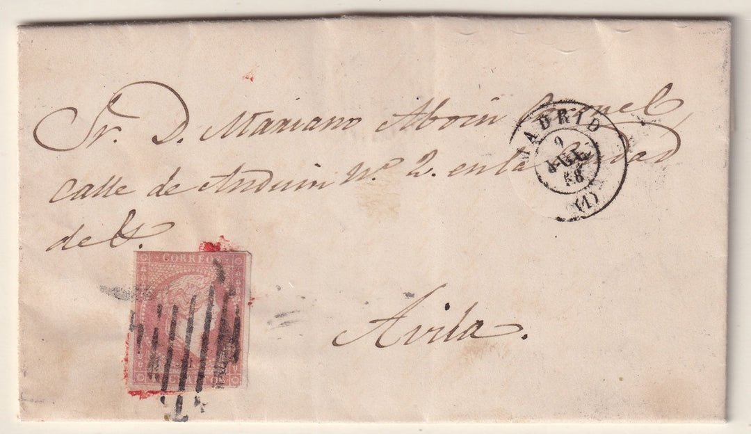 Spain 1858 Sc 45 folded letter Madrid to Avila