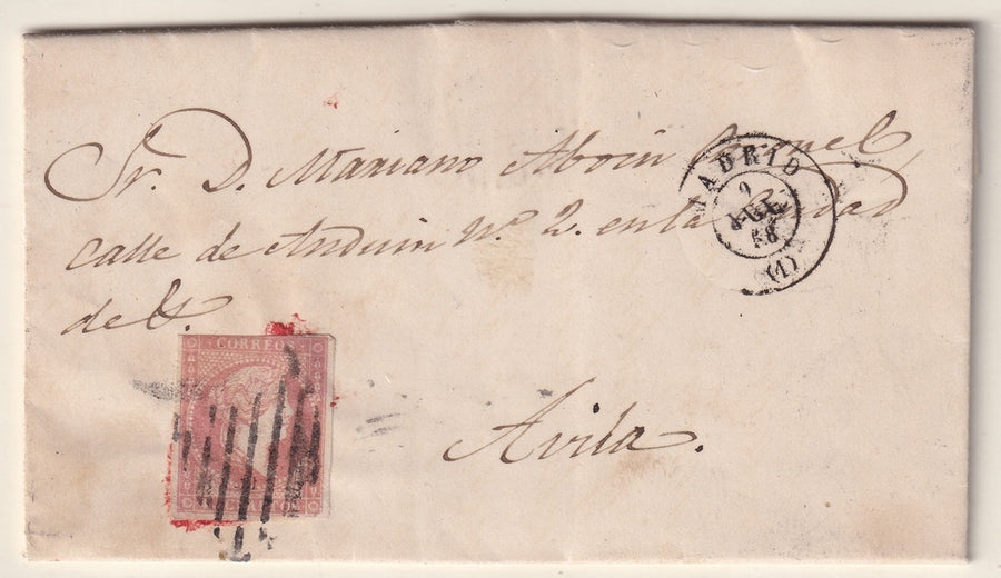 Spain 1858 Sc 45 folded letter Madrid to Avila