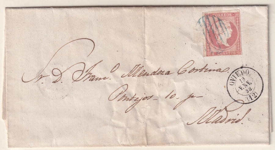 Spain 1858 Sc 45 folded letter Oviedo to Madrid