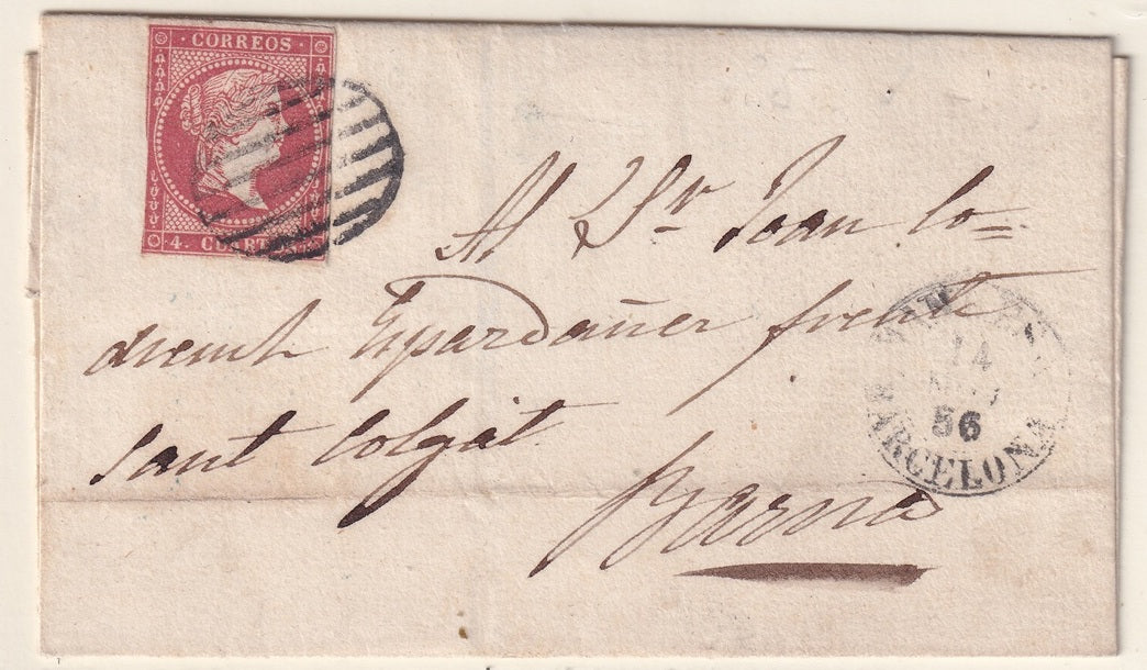 Spain 1856 Sc 45 folded letter Manresa to Barcelona
