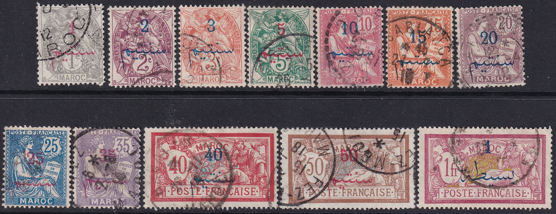 French Morocco 1911 Sc 26-37 complete set used 12 values