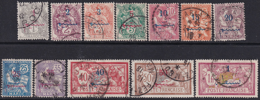 French Morocco 1911 Sc 26-37 complete set used 12 values