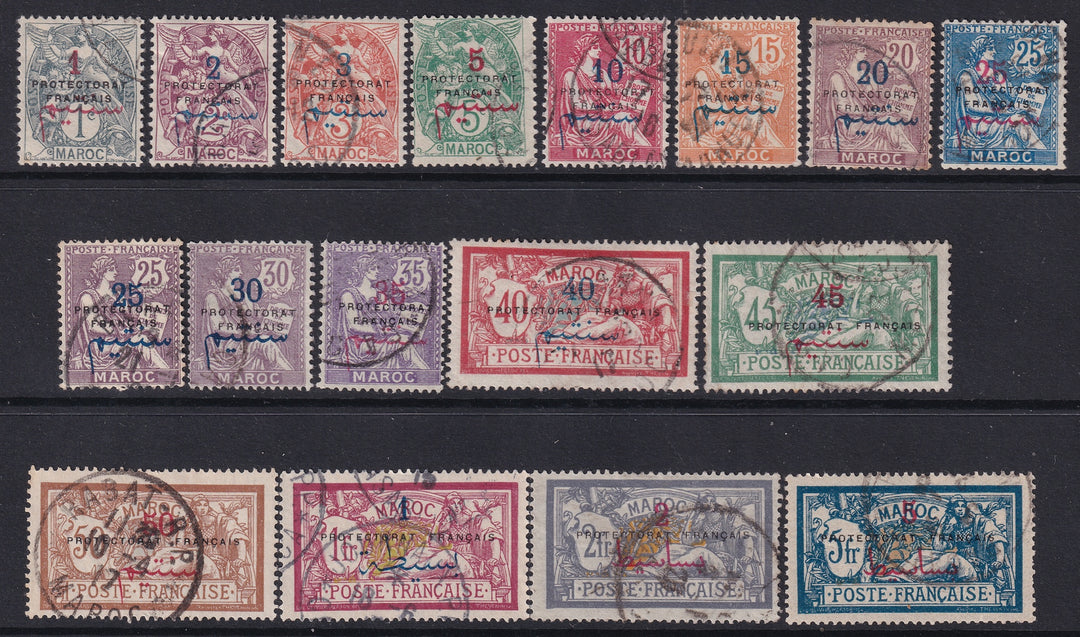 French Morocco 1914 Sc 38-54 complete set used 17 values