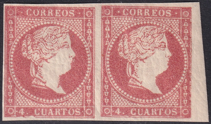 Spain 1856 Sc 45 right margin pair MNH** gum crazing