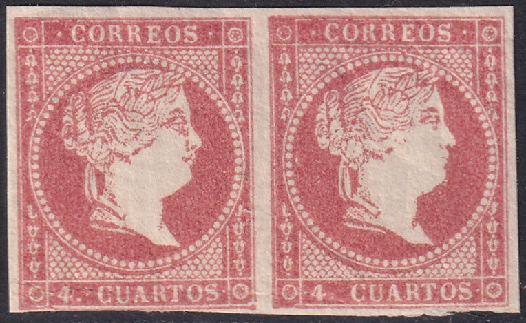 Spain 1856 Sc 45 pair MNH** gum crazing