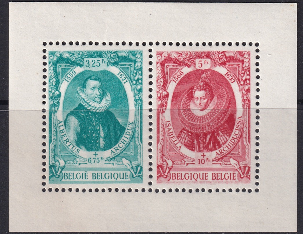Belgium 1942 Sc B302A souvenir sheet MNH** some ink offset on gum