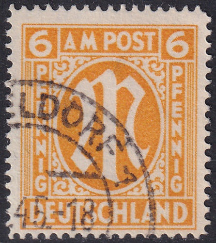Germany 1945 Sc 3N5b AMG used "[..]eldorf" cancel Hettler expertized