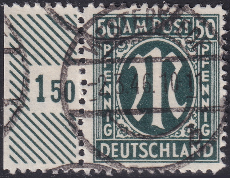 Germany 1945 Sc 3N17 AMG margin single used "Westerstede" cancel Hettler expertized