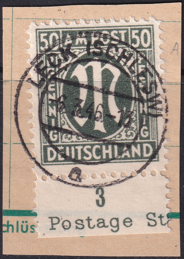 Germany 1945 Sc 3N17 AMG used on piece Schlegel expertized