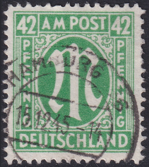 Germany 1945 Sc 3N16 AMG used "Hamburg" cancel