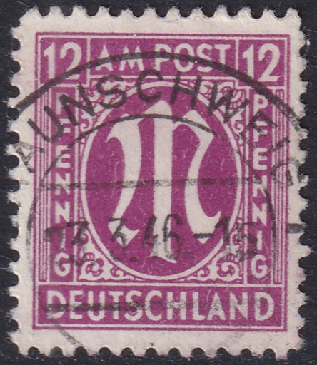 Germany 1945 Sc 3N8 AMG used "Braunschweig" cancel Hettler expertized