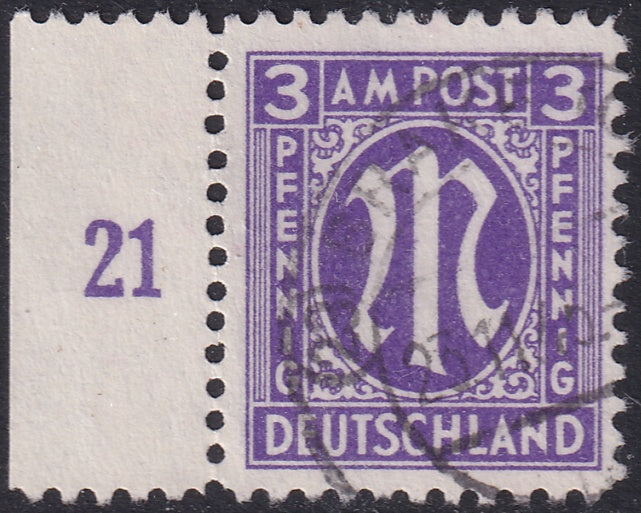 Germany 1945 Sc 3N2 AMG margin single used Hettler expertized