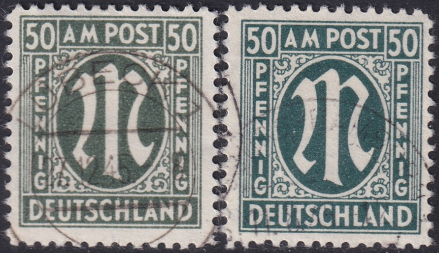 Germany 1945 Sc 3N17 AMG both shades used fake cancels