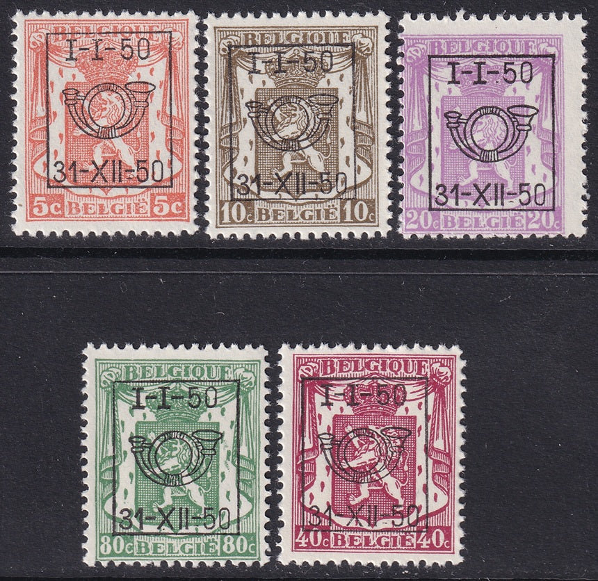 Belgium 1950 COB PRE599-603 precancel set MNH**