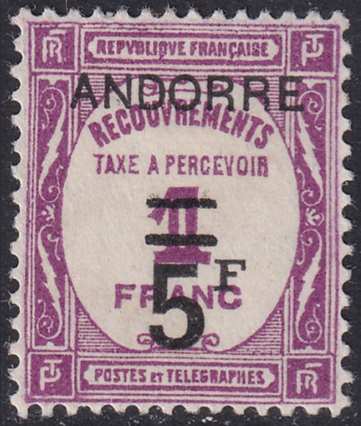 Andorra French 1931 Sc J15 postage due MH*
