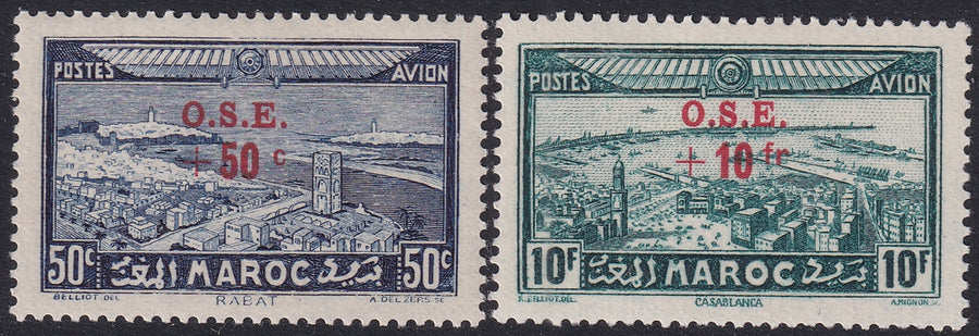 French Morocco 1938 Sc CB22-3 air post set MLH* tiny thin